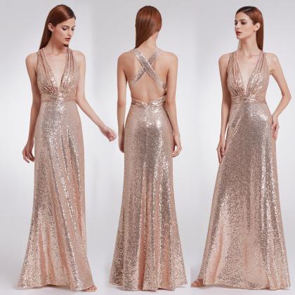 Sequins Rose Gold Celebrity Sweetheart Strapless..