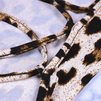 Sexy Women Leopard Printed Bodycon Strapless..