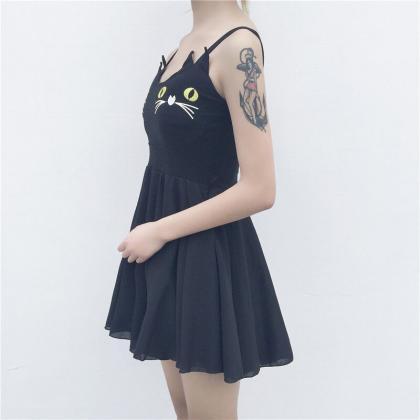 Lovely Cute Kawaii Harajuku Ropa Dress Black Cat..
