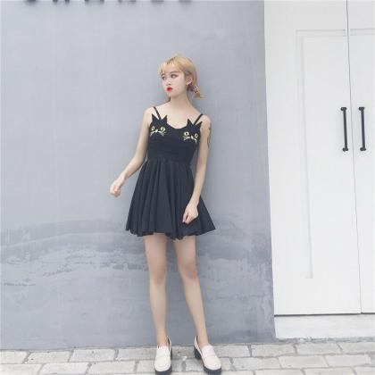 Lovely Cute Kawaii Harajuku Ropa Dress Black Cat..