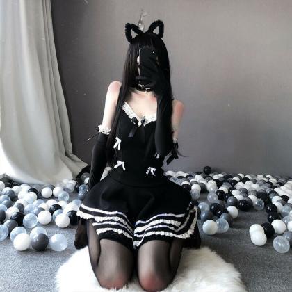 Adult Lolita French Maid Uniform Costume Dress Set..