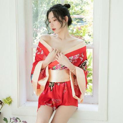 Red Black Japanese Kimono Lingerie ..