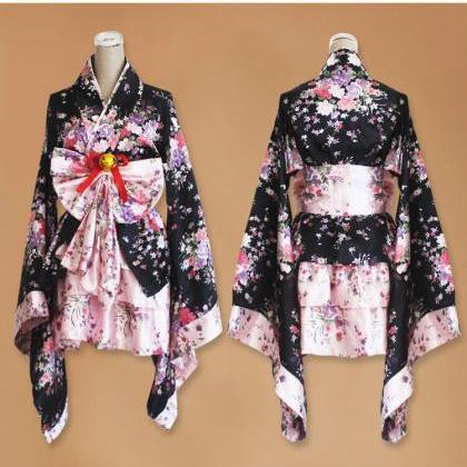 Anime Cosplay Costume Floral Dress Kimono Japanese..