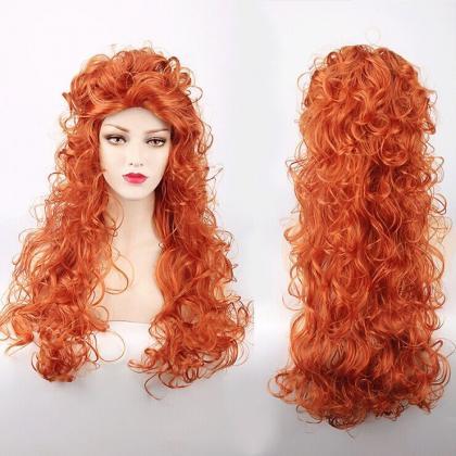 Long Wig Curly Wavy Orange Hair Hea..