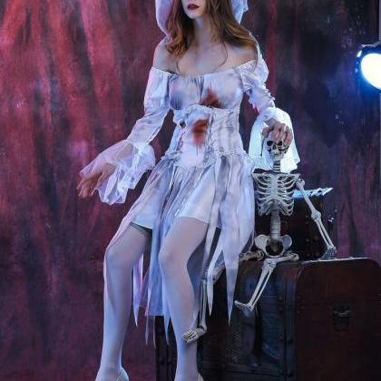 Women Halloween Costume Corpse Bride Fancy Dress..