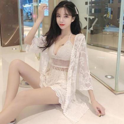 3 In 1 Suit Covered Belly Sexy Women Crochet..