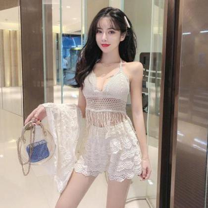 3 In 1 Suit Covered Belly Sexy Women Crochet..