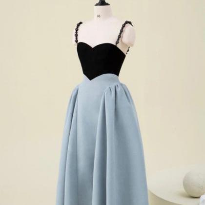 Spring Women Pearl Sling Blue Back Zipper Dress..