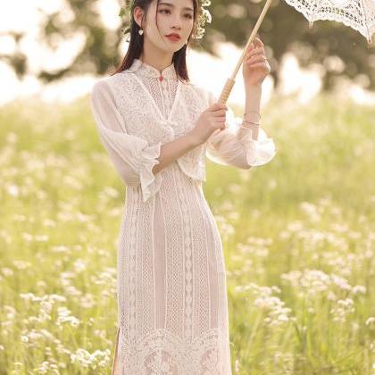 Summer Young Women Elegant Lace Shawl Two Piece..