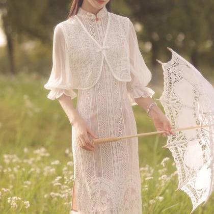 Summer Young Women Elegant Lace Shawl Two Piece..