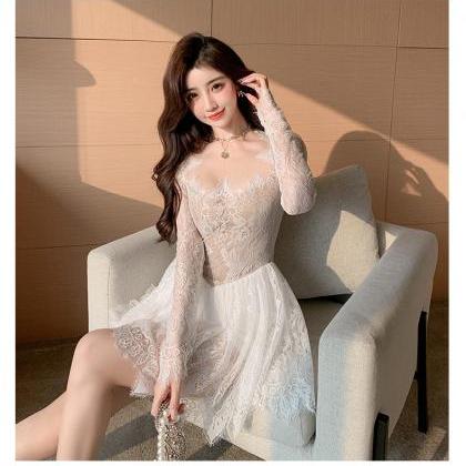 Spring Ladies Lace Long Sleeved Women Square..