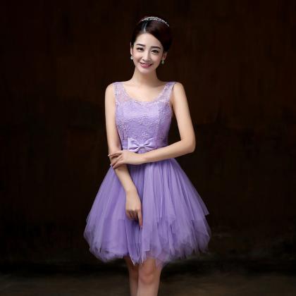 Elegant Strap Evening Purple Color Beading Prom..