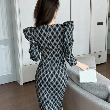 Spring Ol Office Lady Women Puff Sleeve Square..