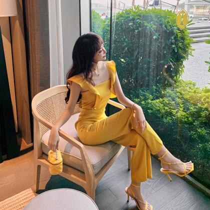 Summer Temperament Women Yellow Look Young Flare..