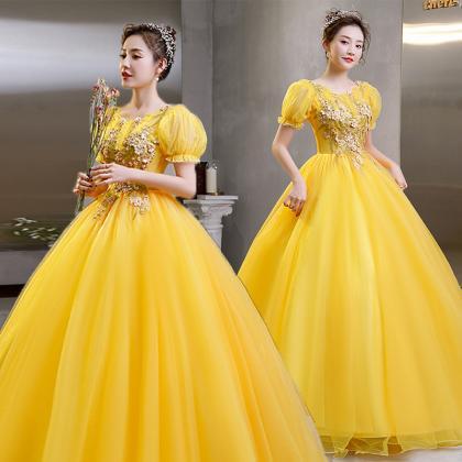 Plus Size Yellow Evening Dress Elegant Banquet..
