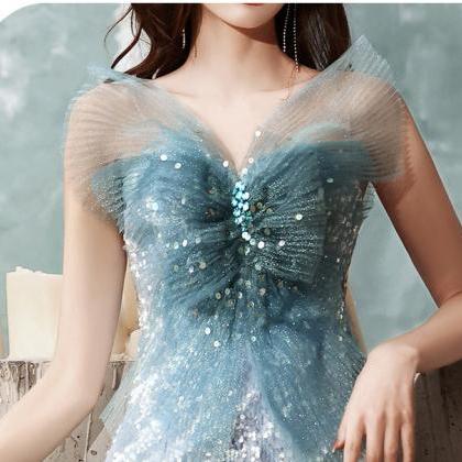 Stunning Starry Plus Size Blue Mermaid Sequined..