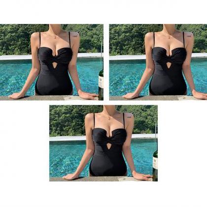 Beach Sunny Day Women Swimsuit Solid Color One..