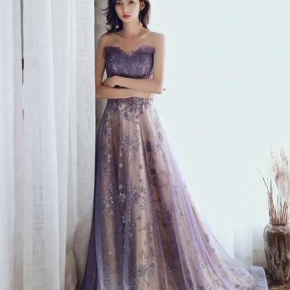 Trendy Dreamy Style Banquet Party Charming Purple..