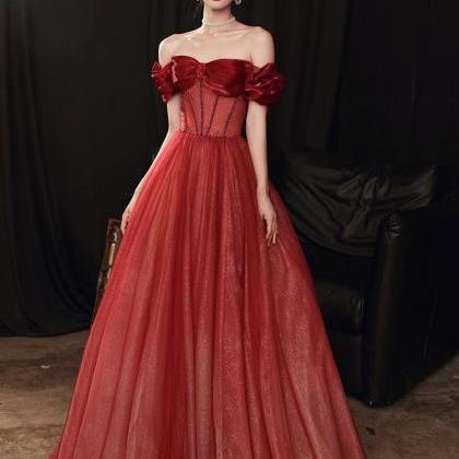Blushing Red Temperament Attractive Off Shoulder..