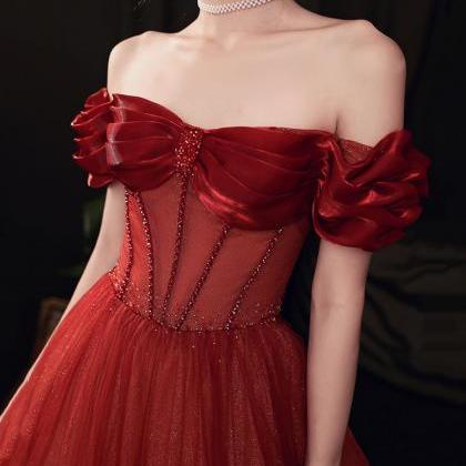 Blushing Red Temperament Attractive Off Shoulder..