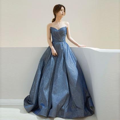 Elegant Women Royal Blue Blink Solid Color..