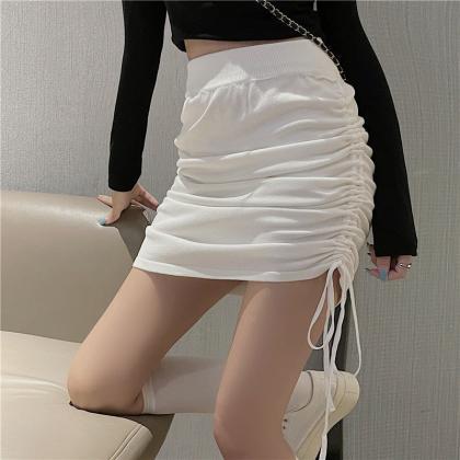 Summer Women Casual White Color High Waist Pleated..