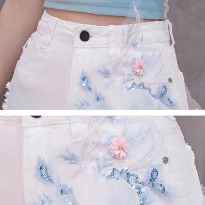 Summer Beauty Women Embroidered 3d White Floral..