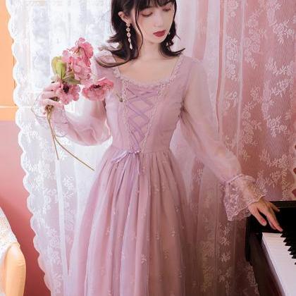 Fairy Women Princess Vintage Mesh Lilac Lace..