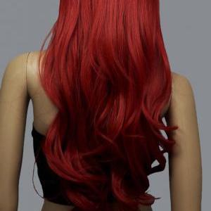 Dark Red Curly Wavy Long Hair Cosplay Wig High..