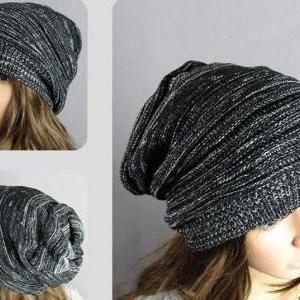 Knit Crochet Baggy Beanie Beret Hat..