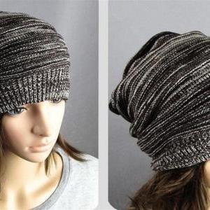 Knit Crochet Baggy Beanie Beret Hat..