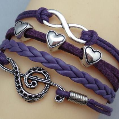 Jewelry Leather Cute Infinity Love Heart Wings..