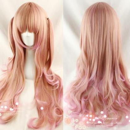 Light Golden Pink Color Mixing Curls Harajuku..