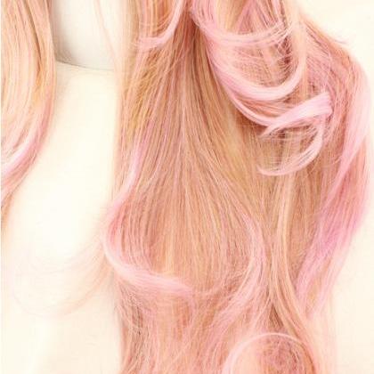 Light Golden Pink Color Mixing Curls Harajuku..