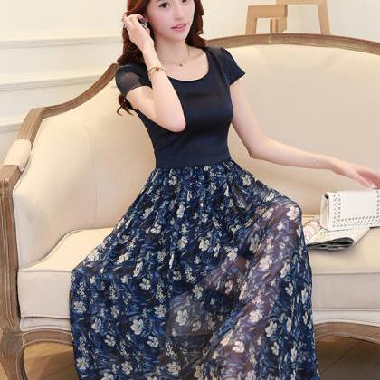 Women Sleeved Round Neck Printed Upscale Orchids..