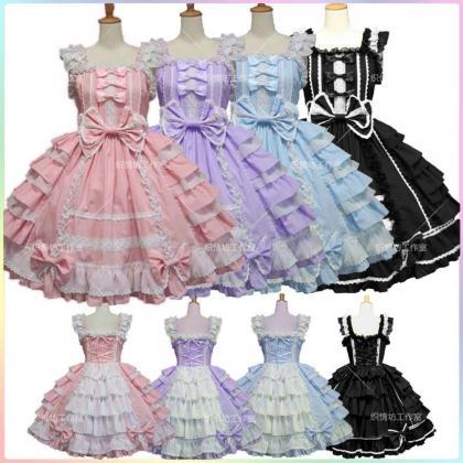 Gothic Princess Dress Girls Lolita Sleeveless Bow..