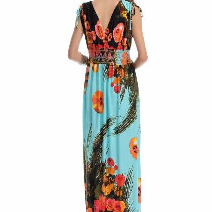 Bohemia Tall Long Floral Print Pattern Sexy Double..