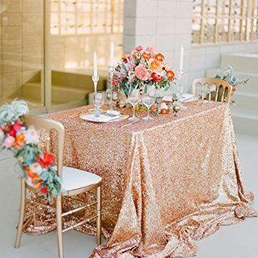120cmx180cm Rose Gold Sequin Tablecloth For..