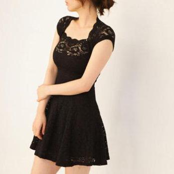 Women Lace Short Sleeve Party Cocktail Evening..