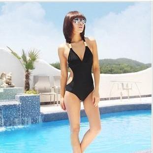 White Black One Piece Cut Out Padded Summer..