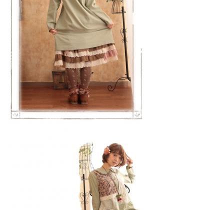 Mori Girl Japanese Vintage Lace Floral Long Sleeve..