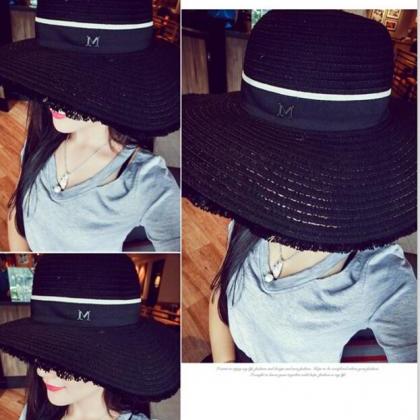 Large Brimmed Straw High Class Custom Textured..