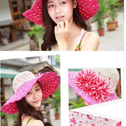 Raffia Sunscreen Large Brimmed Hat Summer Anti Uv..