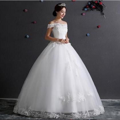White Bride Dress Wedding Bride Gown Ball Gown..