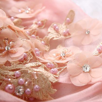 Pink Flower Bride Toast Halter Dress For Dinner..