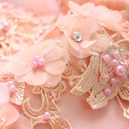 Pink Flower Bride Toast Halter Dress For Dinner..
