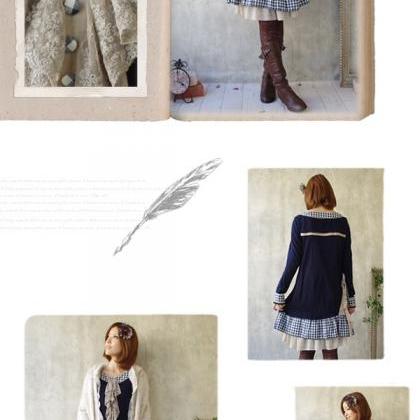 Mori Girl Retro Vintage Fall Knitting Loose Dress..