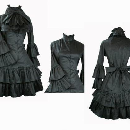 Ladies Large Size Black Color Victorian Lolita..