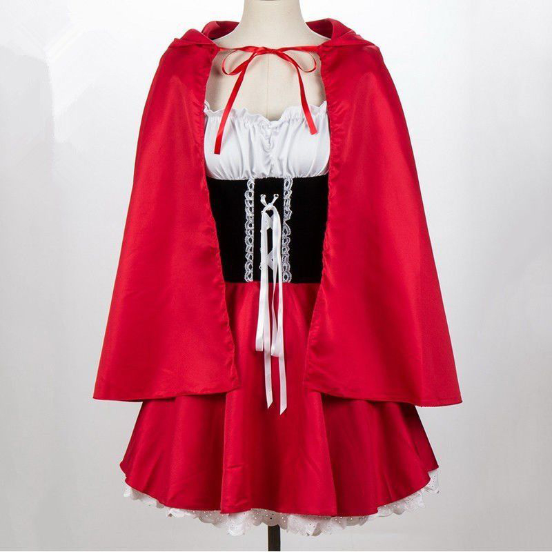 Women Costume Little Red Riding Hood Cosplay Halloween Fancy Dress Stage Outfit