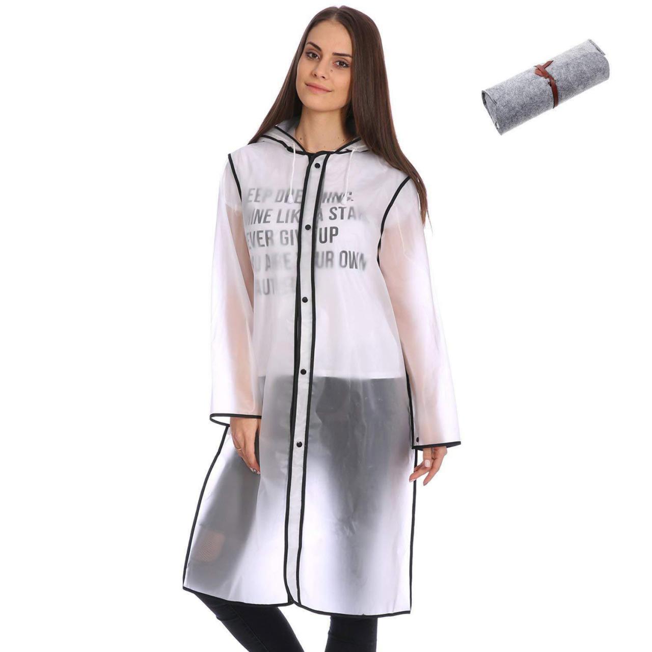 Cute Fashionable Vinyl Raincoat Runway Style Women Girls Clear Rain Raining Coat